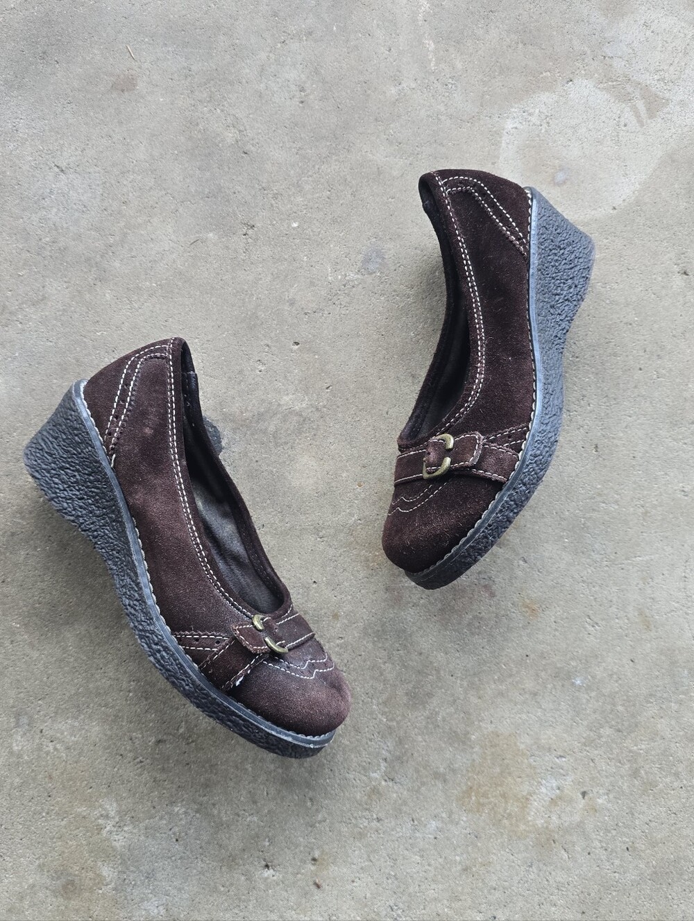 Vintage xhilartion Mary Jane Platform Shoes Sz 2.5 90s Y2K Chunky Suede